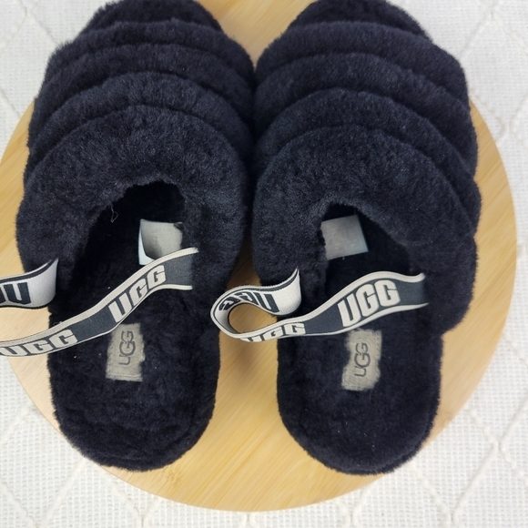 UGG Fluff Yeah Black Sandal Slippers Strap Black Size 8 Women's - Picture 5 of 11